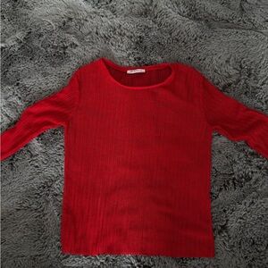 Red Zara ribbed long sleeve top Size S